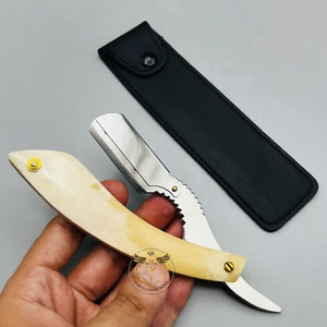 Professional Straight Cut Throat Shavette Razor Folding <b>Knife</b> with Natural <b>Bone</b> <b>Handle</b> Vintage Barber Shaving Tool Men Grooming - Product Image 3
