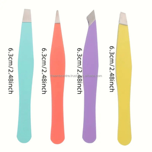 Pinzas Profesionales Negras de Acero Inoxidable para Cejas, Punta Plana Inclinada, Depilación, 1 Unidad - Product Image 6