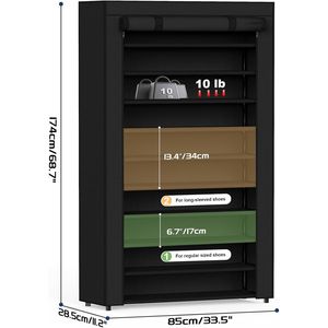 Scarpiera Alta a 10+1 Ripiani con Copertura, Capacità 50-55 Paia di Scarpe - Product Image 2