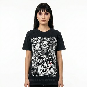 Camiseta gráfica para mujer con tipografía desgastada, camiseta con estampado de calavera She Never Dies, camiseta de algodón con serigrafía personalizada, top de ropa urbana - Product Image 4