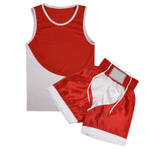 Men's Red White Color Blocked Wrestling Singlet Moisture Wicking Polyester Sleeveless Athletic Fit All Seasons - Product Image 3