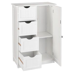 Mobile Bagno Moderno Bianco con Anta Singola e 4 Cassetti, Design Salvaspazio in MDF per Casa o Hotel - Product Image 6