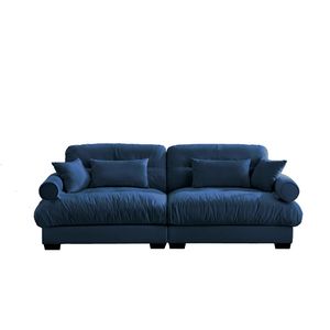 Grande Divano Moderno a Due Posti in Velluto con Braccioli Imbottiti e Cuscini Decorativi per il Soggiorno - Product Image 5