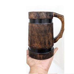 Wooden Beer Mug with Handle Eco Friendly Drinkware Classic Party Mug for Home Camping Bar Use - Product Image 3