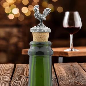 Bouchon de bouteille de vin en laiton moulé à la main, finition argentée, motif oiseau, avec bouchon en liège naturel, taille standard, pour décoration de bar et de fête - Vente chaude - Product Image 5
