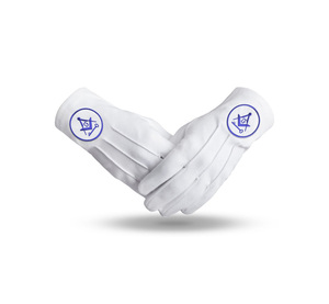 Luxury International Masons Cotton Gloves <b>Square</b> and Compass G with <b>Key</b> - Product Image 1