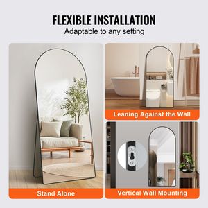 <b>Large</b> Free Standing Aluminum Alloy <b>Frame</b> 71 X 32 Arched Full Length Floor Mirror Hanging Wall Mounted Stand with Fr Design - Product Image 5