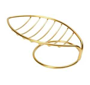 Wall Mounted Gold Wire Soap Basket Adhesive Metal Bar Soap Saver Tray Rectangular <b>Draining</b> Soap Holder Bathroom Storage <b>Rack</b> - Product Image 3