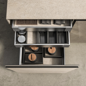 Ensemble d'armoires de cuisine modulaires européennes personnalisées JY Project en PVC, avec structure en MDF et plan de travail en marbre, pour appartement - Product Image 6