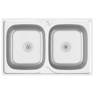Lavello da cucina in acciaio inox argento con doppio lavabo 31.5 "x 19.7" x 6.1" - Product Image 2