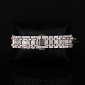 Montre de haute qualité entièrement sertie de moissanite, cadran arabe, bicolore rose et blanc, style hip-hop, en acier inoxydable, passe le test du diamant - Product Image 3