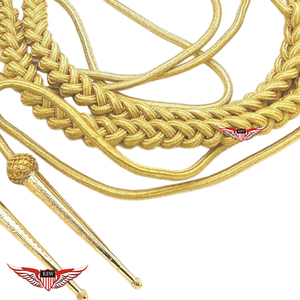 Golden <b>Braided</b> Parade Aiguillette Gold Aiguillette with Shoulder Board Gold Mylar - Product Image 3