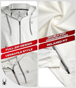 Sweat à capuche pour homme de haute qualité, lourd, avec cordon de serrage et fermeture éclair, coupe classique, empiècements contrastés, manches longues - Product Image 5