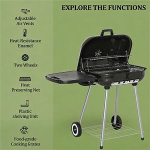 Black Charcoal <b>BBQ</b> Grill for Backyard Picnics Outdoor Cookware - Product Image 2