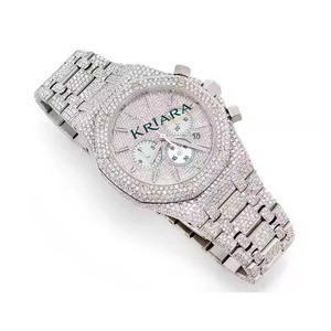 Montre en acier inoxydable argenté de qualité supérieure avec diamants en moissanite pour hommes et femmes, idéale pour un cadeau de luxe et la mode - Product Image 2