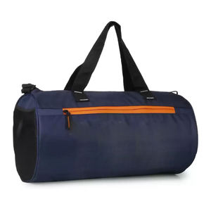 Unisex Navy Blue Water Resistant Nylon Duffel <b>Bag</b> Orange Zipper 20-<b>30L</b> Capacity Soft Handle Polyester for Fitness Training - Product Image 1
