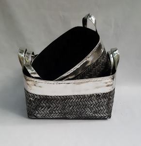 100% Eco-Friendly <b>Bamboo</b> <b>Laundry</b> and Storage <b>Basket</b> with Handles Grey Washed for Home Kitchen Presents Made in Vietnam - Product Image 2