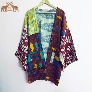Nueva llegada bloque de mano Vintage Kantha Kimono de moda de longitud media Midi vestido al por mayor batas y chaqueta hecha a mano Kantha inspirado - Product Image 1