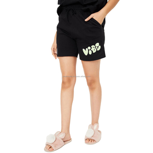 Conjunto de 2 Piezas para Mujer, Top Corto Negro con Estampado de Dibujos Animados, Pantalones Cortos a Juego, Estilo Holgado Informal para Verano - Product Image 4