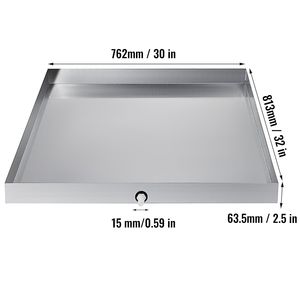 Vassoio di scarico compatto per lavatrice in acciaio inossidabile 304 resistente, spessore 18 GA, 32 x 30 x 2,5 pollici, con foro di scarico - Product Image 5