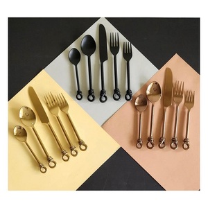 Juego de Cubiertos de Acero Inoxidable 18/10 de Alta Calidad al por Mayor, Chapado en Oro, con Asas con Diseño de Nudos, Aptos para Lavavajillas, para Bodas y Restaurantes - Product Image 1