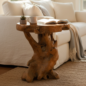 Table basse ARTERRA en teck naturel rustique, artisanale, durable et luxueuse, pour le salon - Product Image 6