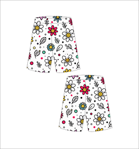 Shorts pour hommes à imprimé floral, taille élastique, style décontracté, motif dessiné à la main, taille mi-haute, tissu peigné respirant et à séchage rapide - Product Image 1