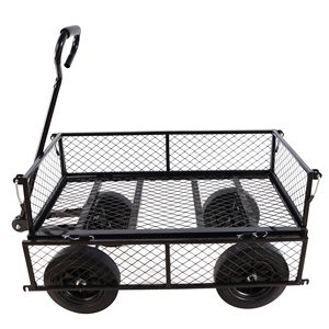 Chariot de jardin à roues noires robustes pour un transport plus facile du bois de chauffage, chariot à outils avec design de brouette - Product Image 5
