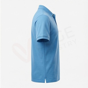 เสื้อโปโลผู้ชายสีฟ้าอ่อน แขนสั้น ผ้าฝ้ายปิเก้ สวมใส่สบาย ระบายอากาศได้ดี ทรงปกติ ดีไซน์ถักแบบเรียบ - Product Image 3