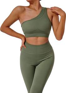 Conjunto Deportivo Asimétrico de un Solo Hombro para Mujer, Leggings de Cintura Alta Moldeadores, Sujetador Deportivo, Ropa Deportiva - Product Image 3