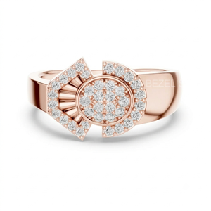 Anillo de cóctel Art Deco brillante de 0.5 quilates con diamantes cultivados en laboratorio, banda arquitectónica de platino, fuego excepcional y centelleo excepcional - Product Image 2