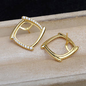 Pendentif carré en argent 925 en forme de coquille de cheval, support vide, accessoire de bricolage, composant de bijoux semi-fini irrégulier, 15,1-15,3 - Product Image 4