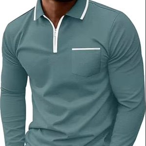 Camisetas Polo para Hombre, Cierre de Cremallera, Manga Larga, Clásicas, Casuales, para Golf, con Cuello Elegante - Product Image 4