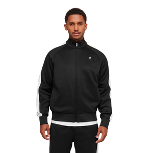 เสื้อแจ็คเก็ตแทร็คสีดำสำหรับผู้ชาย ทรงโอเวอร์ไซส์ ซิปเต็มตัว ชุดกีฬา ชุดออกกำลังกาย ชุดลำลอง ชุดสตรีทแวร์ ชุดแอคทีฟแวร์ เสื้อท่อนบน - Product Image 1