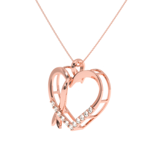 Collier Pendentif Cœur Romantique en Argent Sterling 925 Plaqué Or avec Diamant de Laboratoire, Ruban Enveloppant, Charme Amourux Luxueux et Élégant - Product Image 1
