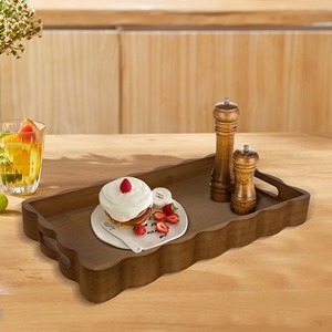 Bandeja Decorativa de Madera de Primera Calidad, Forma Irregular, Diseño Rústico, con Asa, Paquete Individual - Product Image 4