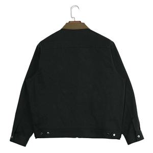 Vestes à manches longues zippées pour hommes personnalisables avec col contrastant vintage et emplacement du logo sur le devant en tissu toile - Product Image 2