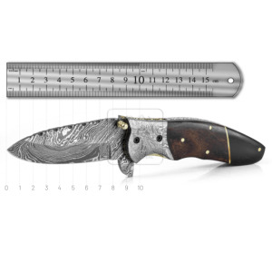Wholesale Damascus Steel Handmade Folding Pocket Knife DD-FK-863 Ebony Wood Handle EDC Knife for Camping Hiking Outdoor Use - Product Image 2