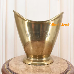 Vintage Brass Champagne Bucket Aluminum Wine Bottle <b>Cooler</b> - Product Image 2