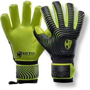 Gants de gardien de but de football en latex allemand gaufré vert et noir, design personnalisé, qualité supérieure, 4 mm, sangle en latex allemand, coupe négative - Product Image 1