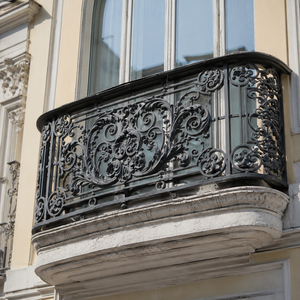 Luxury Black Wrought Iron Balcony <b>Railing</b> with Ornate Floral Scroll Design for Villa Window Terrace Fence Panel Guardrail - Product Image 1