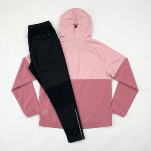 Men's Pink Hooded Tracksuit Set 2025 Lightweight Windbreaker Jacket <b>Black</b> Jogger <b>Pants</b> 2 Piece Activewear Eco-Friendly - Product Image 2