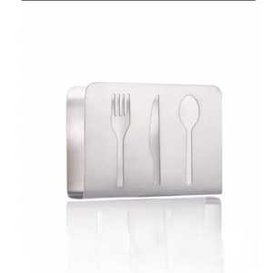 Porte-serviettes en acier inoxydable avec découpe pour fourchette, couteau et cuillère, forme rectangulaire, surface réfléchissante, organisateur moderne pour cuisine et salle à manger - Product Image 1