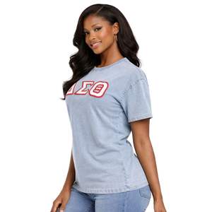 Camisa Premium de Chenilla Vaquera Clara Delta Sigma Theta para Mujer, Ajuste Cómodo, Ropa de Alta Calidad para Hermandades Griegas, Uso Casual - Product Image 3