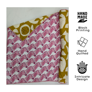 Ensemble de couette pour bébé imprimé à la main de Jaipur, motif zèbre, écologique, doux, 100% coton, réversible, 200TC, pour voyage et crèche - Product Image 2