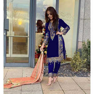 Conjunto de traje de fiesta para mujer de diseñador con parte superior-Dupatta y parte inferior Elegante traje superior e inferior - Product Image 2