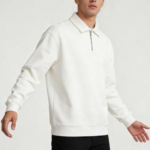 Vente en gros de pulls pour hommes à col zippé, couleur unie, en polyester tricoté et brodé - Product Image 3