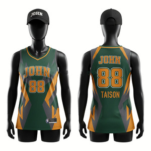 Camiseta de Baloncesto para Mujer, 150 GSM, Malla de Poliéster Transpirable, Verde, Dorado, Gris, Panel Lateral con Diseño de Rayo, Sublimación, Logotipo Personalizado del Equipo - Product Image 1