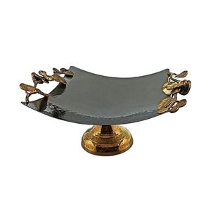 Cuenco de frutas de metal con mango de hoja Cuenco de almacenamiento de diseño martillado de acero inoxidable para decoración de centro de mesa - Product Image 1