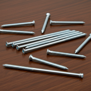 PDC Double-Ended Metric/Inch Wood <b>Screws</b> M6-M12 Diameter Slotted Head Partial Thread Class 4.8 & 6.8 Zinc Plated Carbon Steel - Product Image 1